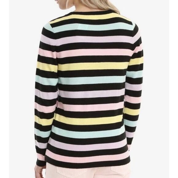 HOT TOPIC Colorful Stripe Sz XL Casual Wear Stretchy Lightweight Unicorn Sweater - Picture 3 of 5